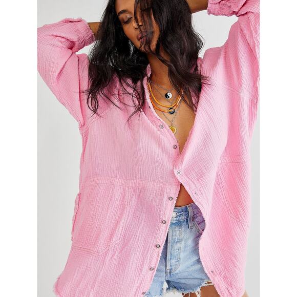 FREE PEOPLE We The Free Summer Daydream Buttondown L NWT - Picture 1 of 8
